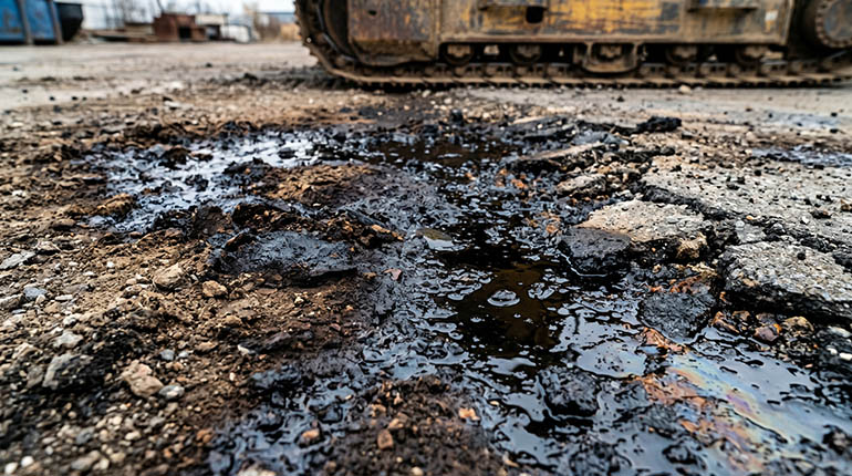 Демонтаж замазученного асфальта и выемка загрязнённого грунта на промплощадке